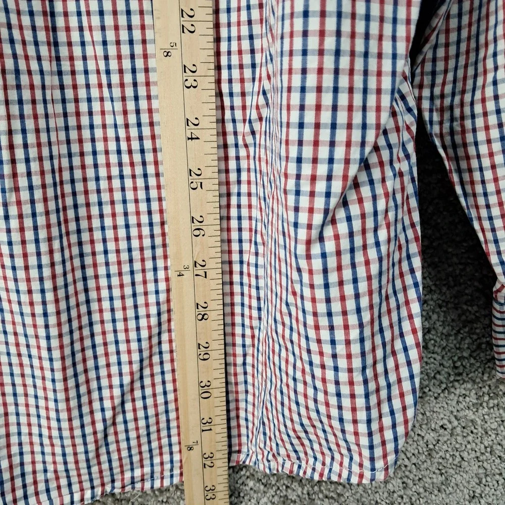 IZOD Mens XXL Plaid Button Down Shirt Red White Blue Cotton‎ Long Sleeve